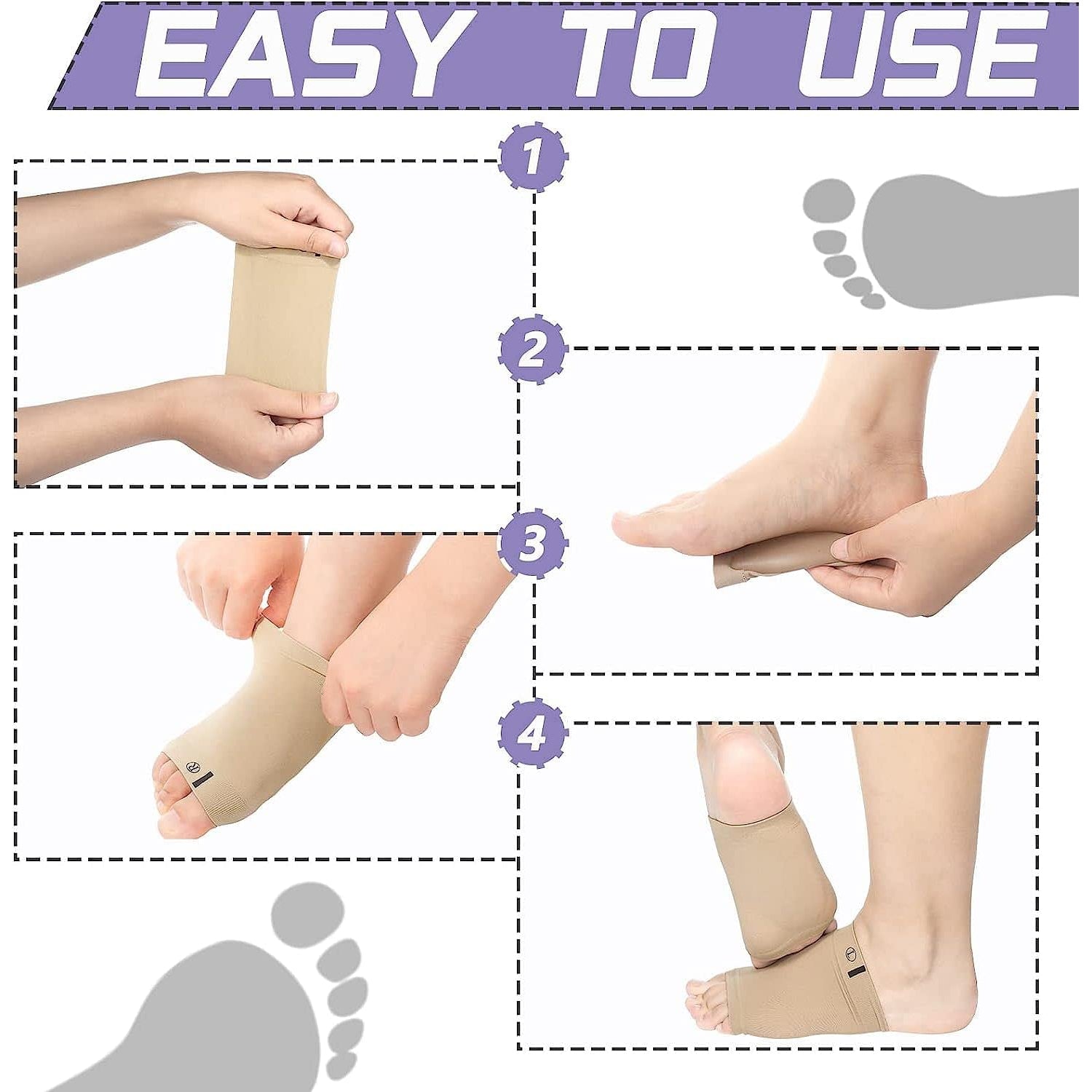 13022 Foot Arch Support for Men & Women | Medial Arch Support for Flat Feet Correction Sleeve with Cushion | Plantar Fasciitis Leg Foot Pain Relief Product | Foot Care for Orthopedic Shoes Slippers, (1 Pair) 13022 Foot Arch Support for Men & Women | Medial Arch Support for Flat Feet Correction Sleeve with Cushion | Plantar Fasciitis Leg Foot Pain Relief Product | Foot Care for Orthopedic Shoes Slippers, (1 Pair)